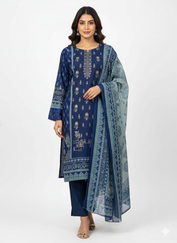 Lawn 3PC Stitched with Chiffon Dupatta
