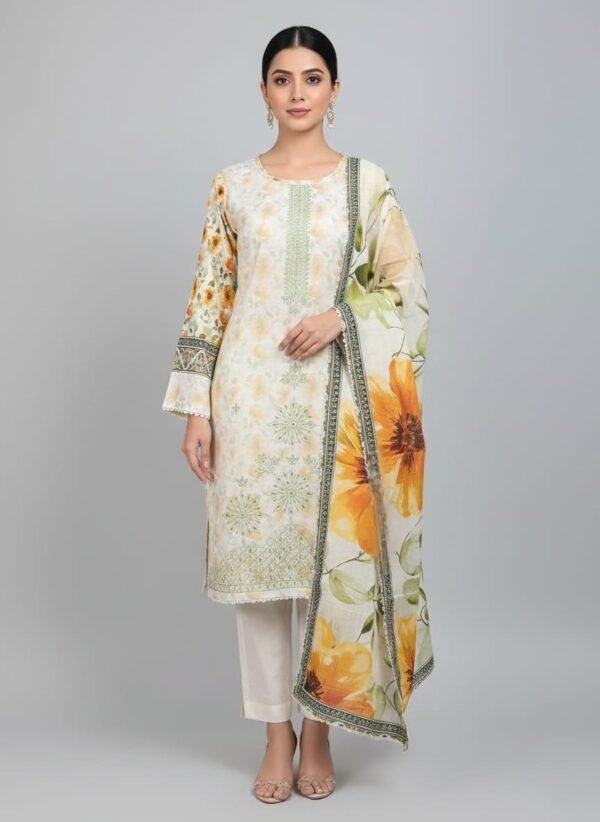 Lawn Emb. 3PC Stitched