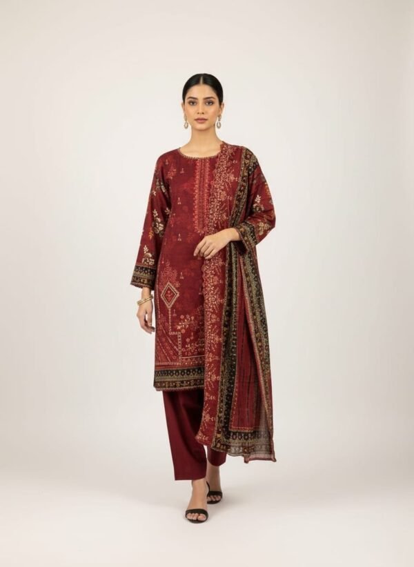 Lawn ChikanKari Cutwork 3PC Stitched
