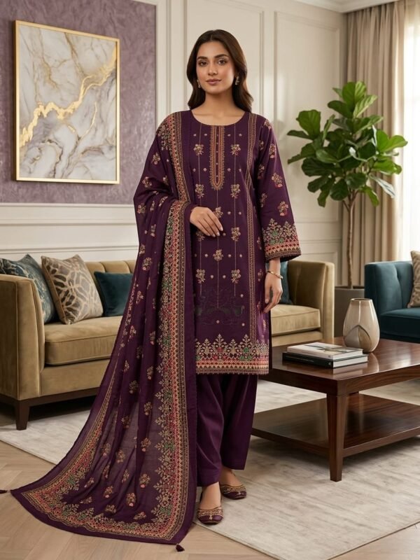 Lawn Emb. 3PC Stitched