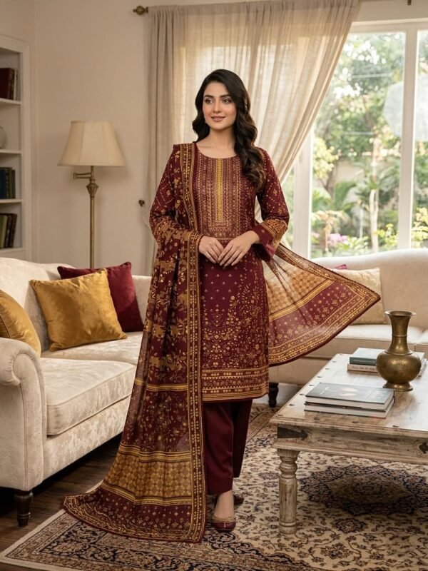 Lawn Emb. 3PC Stitched