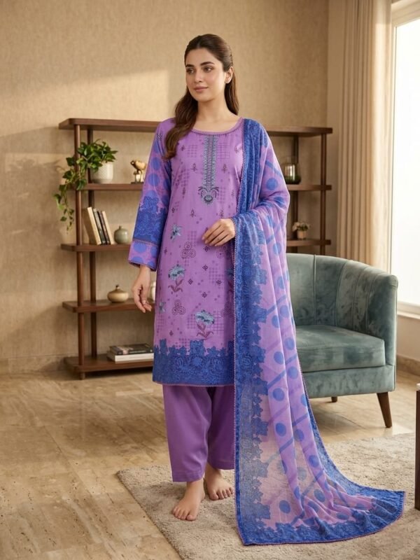 Lawn Emb. 3PC Stitched