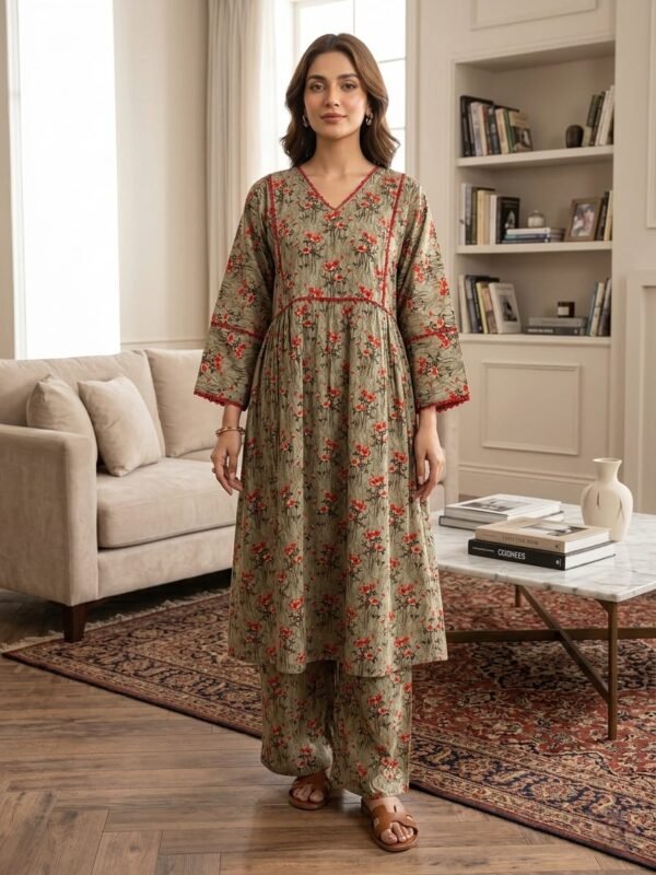 Linen Stitched Frock
